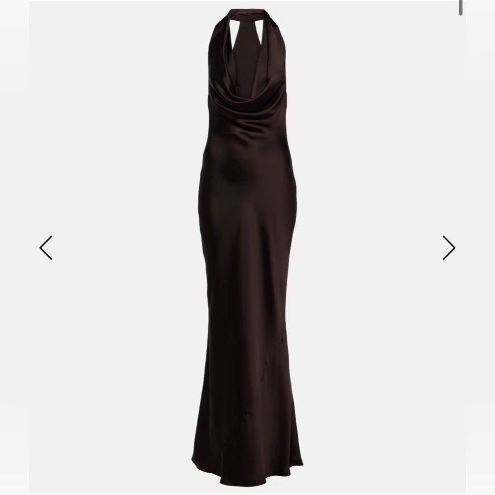 Norma Kamali Draped Halterbeck Brown Gown